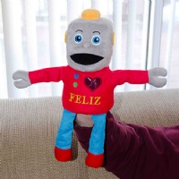 30cm Robot Leather Hand Puppet Red Baby Promotional Stuffed Toy