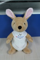25cm Kangaroo Soft Toy Germany Ziel Brown Embroidery Logo Scarf Gifts Stuffed Animals for promotion mascot