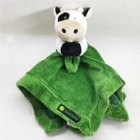 Comfortable baby security blanket mascot cartoon green cow plush toys