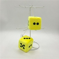 plush fuzzy dice Custom Car Mirror Hanging uction cup string sucker mini dice with printed logo