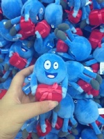 La peluche della bambola del regalo di rimborso gioca il ricamo su ordinazione promozionale del produttore 10cm Animali blu con letichetta